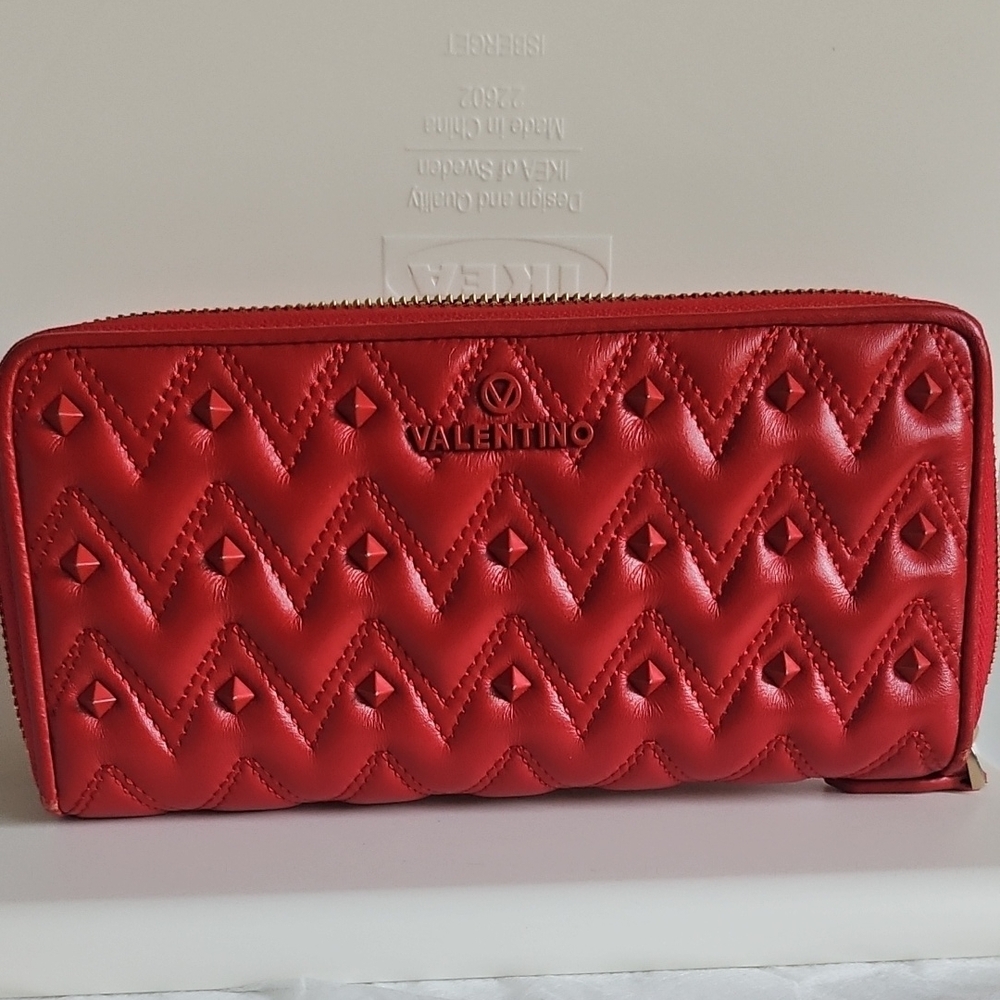 Valentino Red Quilted Leather Wallet